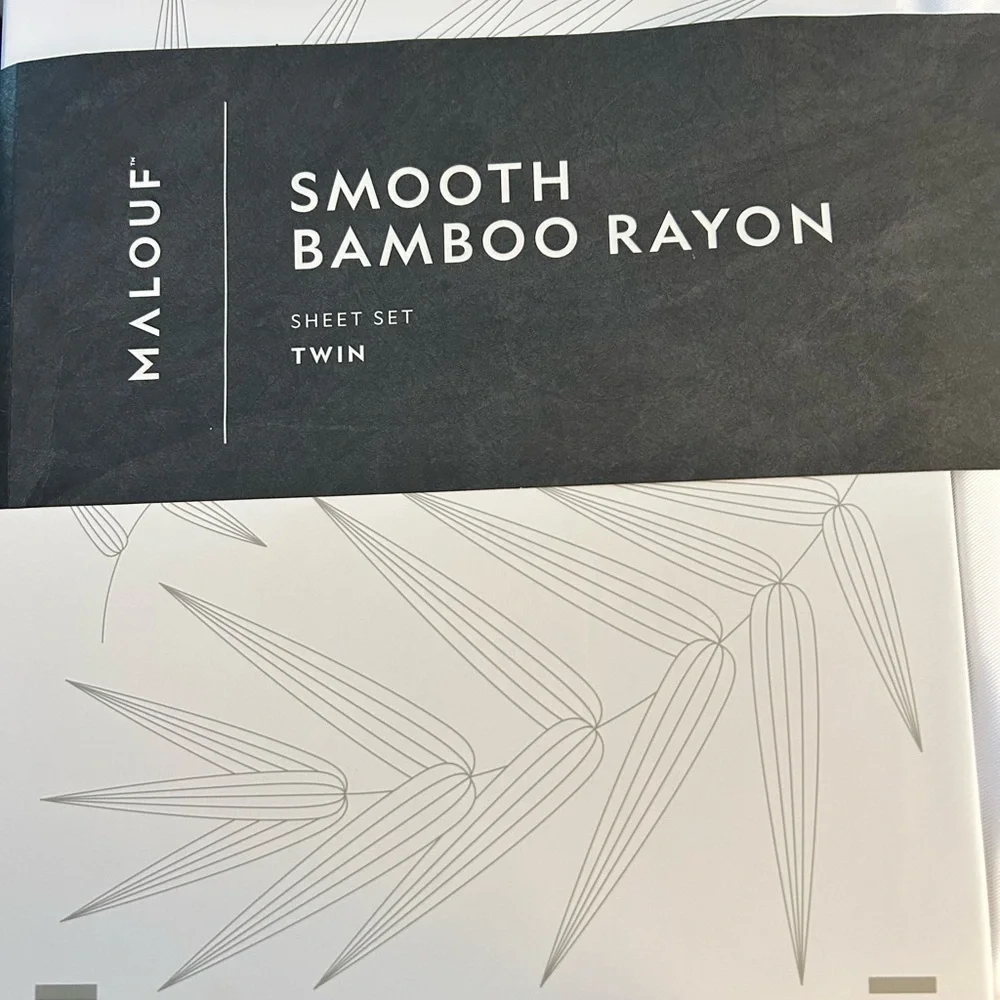 NEW- Malouf Smooth Bamboo Rayon Sheet Set - Twin